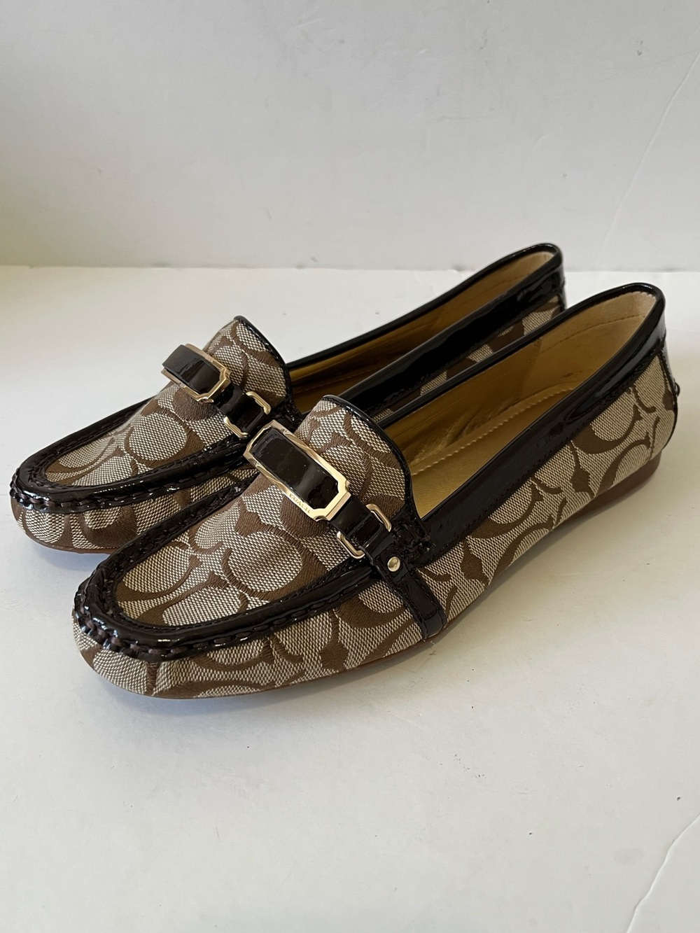 Coach Brown Signature Logo Women's Driving Loafers Size 7.5B